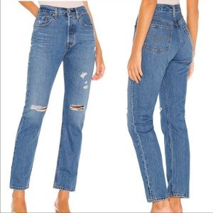 LEVI’S 501 NWT Button Fly Jeans Distressed Straight Leg High Rise Jeans Sz 0 25